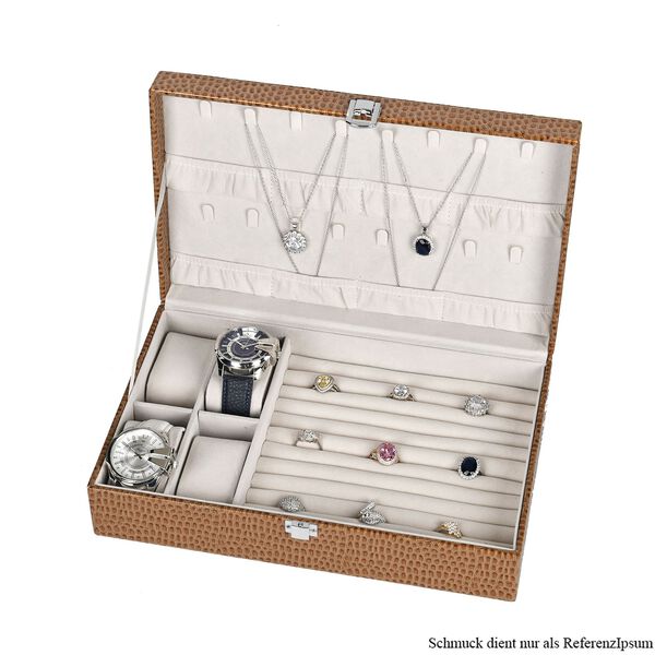Premium Schmuckbox mit Silberpoliertuch, 32x20x8,7 cm, Braun image number 0