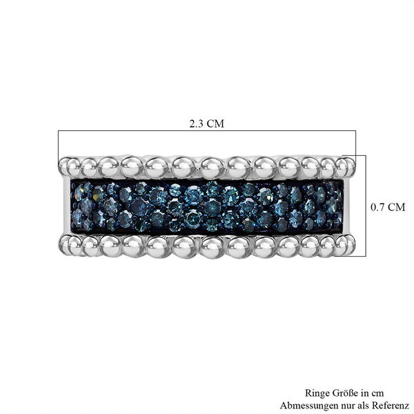 Blauer Diamant Ring 925 Silber platiniert (Gr&ouml;&szlig;e 16.00) ca. 0.50 ct image number 6