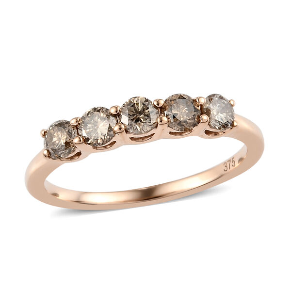 Natürlicher Champagner Diamant Ring, 375 Roségold ca. 0,50 ct image number 5