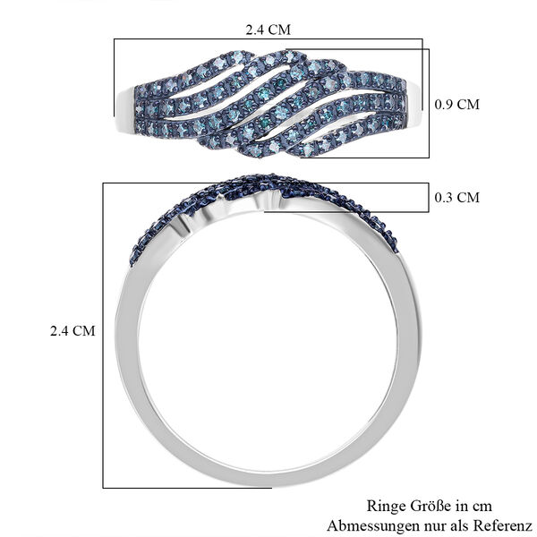 Blauer Diamant Ring, 925 Silber platiniert (Gr&ouml;&szlig;e 21.00) ca. 0.33 ct image number 6