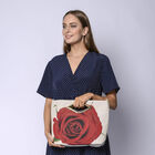 Jacquard Crossbody Tasche, Rose Muster, Größe 39x10x26 cm, Beige und Rot image number 2