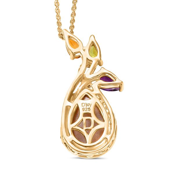 D'Joy Maulbeer Mondstein, Peridot Schmuckset ca. 45 cm 925 Silber 750 Gelbgold Vermeil ca. 3.32 ct image number 5