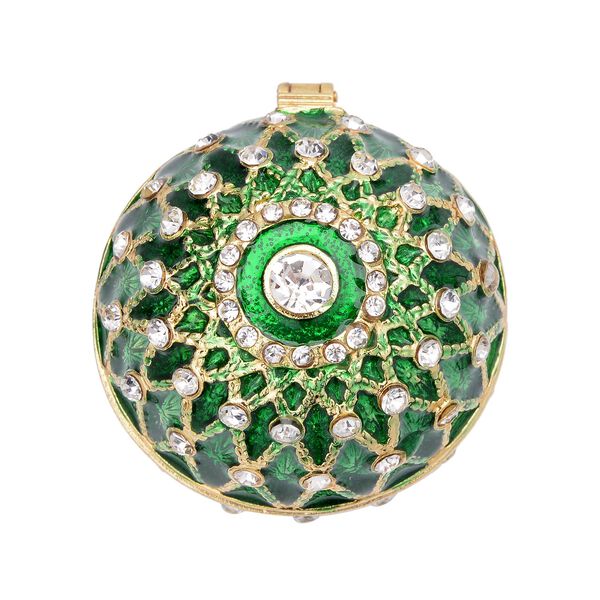 Tablettend&ouml;schen mit wei&szlig;en Kristallen, emailliert, Gr&uuml;n, 4x6,5 cm image number 4