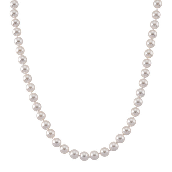 Wei&szlig;e Muschelkernperle (9-11 mm) Halskette ca. 60 cm 316L Edelstahl