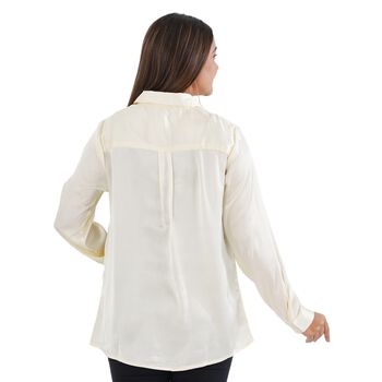 TAMSY - Japan Satinhemd, Gr&ouml;&szlig;e 40, Wei&szlig;