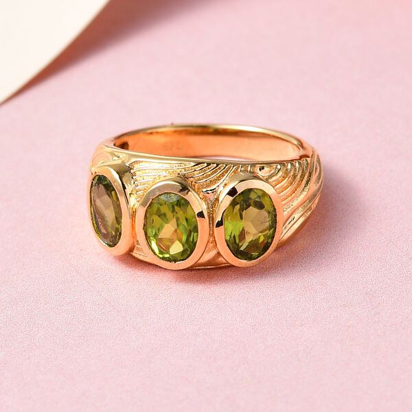 Nat&uuml;rlicher Peridot Ring, Messing vergoldet (Gr&ouml;&szlig;e 16.00) ca. 2.34 ct image number 2