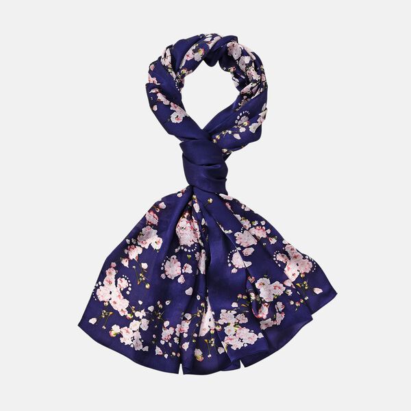 LA MAREY - 100% Maulbeeren-Seidenschal, Chiffon, 60x170 cm, Marineblau image number 9