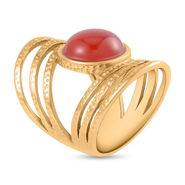 Roter Achat Ring 316L Edelstahl, (Gr&ouml;&szlig;e 16.00) ca.0 vergoldet 5.00 ct image number 5