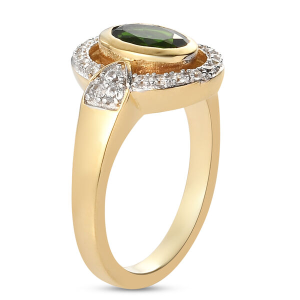 Natürlicher Chromdiopsid und Zirkon Ring 925 Silber vergoldet  ca. 1,18 ct image number 5
