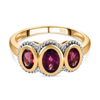 Rhodolith Granat-Ring, 925 Silber vergoldet (Gr&ouml;&szlig;e 17.00) ca. 1.94 ct