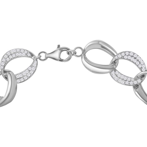 Wei&szlig;er Zirkonia Armband ca. 19 cm 925 Silber rhodiniert image number 2
