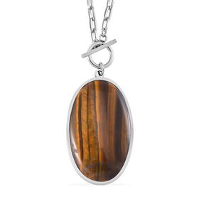 Gelbe Tigerauge Halskette ca. 60 cm Reiner Edelstahl ca. 90.00 ct