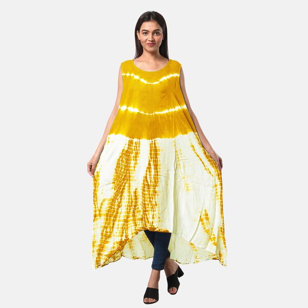 Tie Dye Kleid, Einheitsgr&ouml;&szlig;e, Gelb