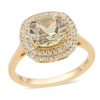 ILIANA AAA Turkizit und Diamant-Ring, SI G-H, 750 Gelbgold  ca. 2,81 ct