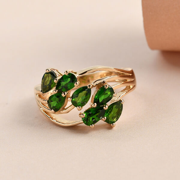 Nat&uuml;rlicher Chromdiopsid Ring 925 Silber vergoldet  ca. 1,59 ct image number 2