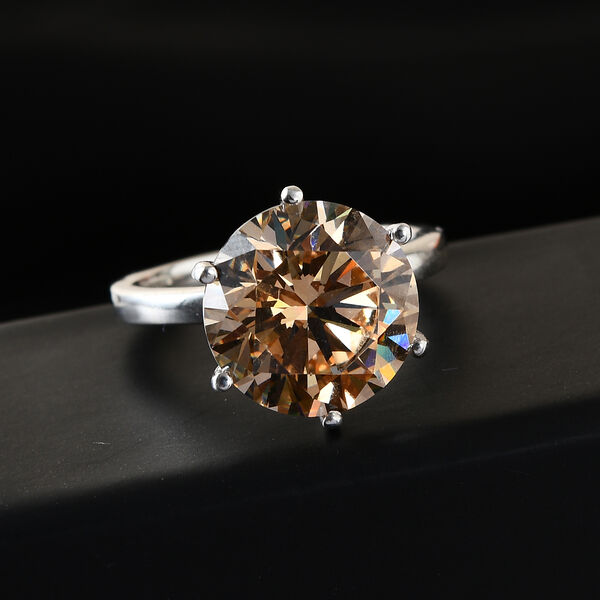 LUSTRO STELLA Hergestellt mit ausgefallen gelbem ZIRKONIA Solitär-Ring 925 Silber Platin-Überzug image number 2