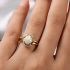 Natürlicher, äthiopischer Opal und Zirkon-Ring, 925 Silber vergoldet  ca. 1,33 ct image number 2