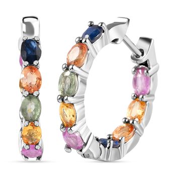 Mehrfarbige Saphir Creolen, 925 Silber platiniert ca. 4.53 ct