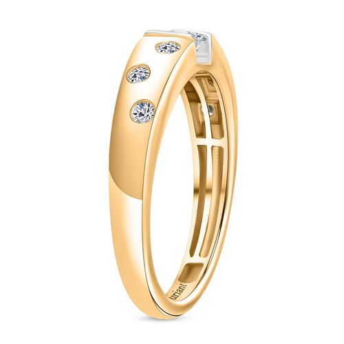 LUXURIANT DIAMOND - Lab Grown Diamant SI-GH SGL zertifiziert Ring 925 Silber Rhodiniert und 750 Gelbgold Vermeil (Größe 18.00) ca. 0.50 ct image number 3