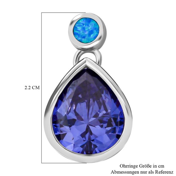 Tansanit Zirkonia und simulierte blaue Opal Ohrringe image number 5