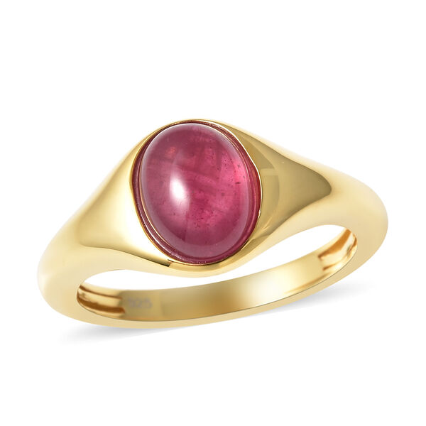 Fissure gef&uuml;llt Rubin Solit&auml;r Ring 925 Silber Gelbgold Vergoldet image number 3