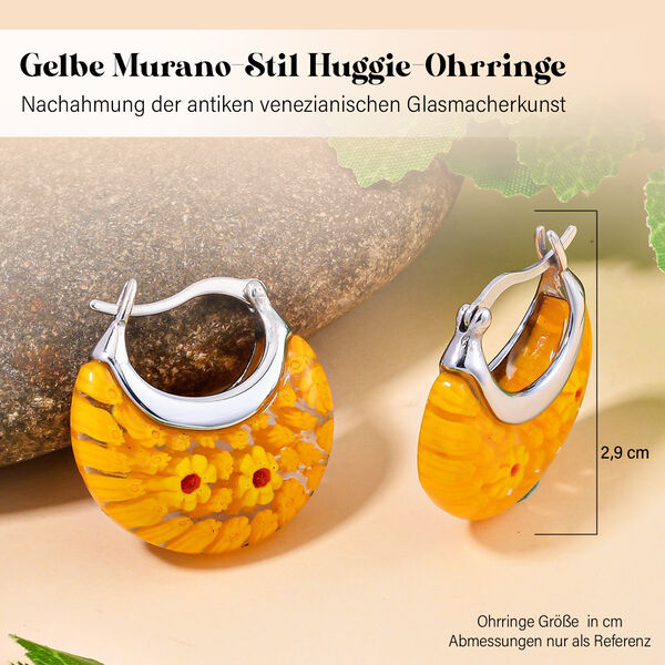 Gelbe Huggie-Ohrringe im Murano-Stil image number 5