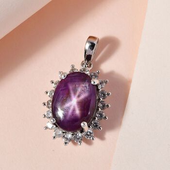 Sternrubin und Zirkon Halo Anh&auml;nger - 12,67 ct.