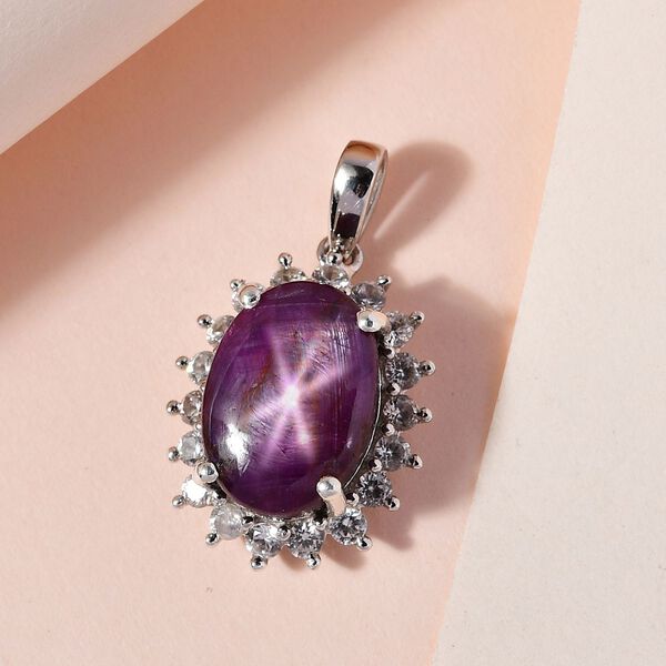 Sternrubin und Zirkon Halo Anhänger - 12,67 ct. image number 2