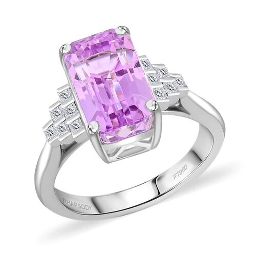 Rhapsody AAAA Patroke Kunzit, Weißer Diamant Ring 950 Platin (Größe 17.00) ca. 4,85 ct image number 0