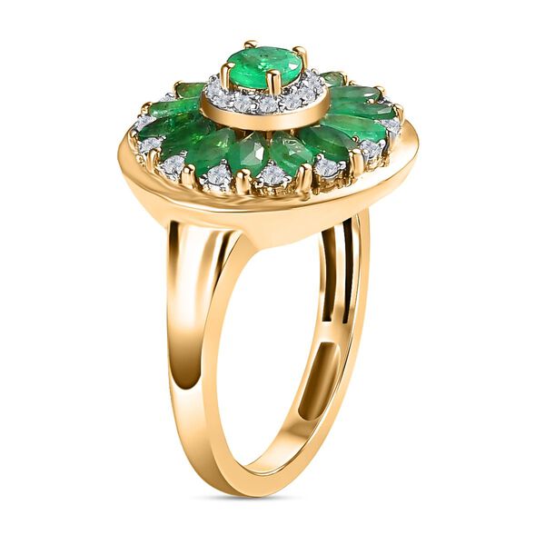 Smaragd und Zirkon Ring- 1,65 ct. image number 5