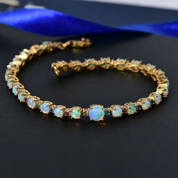 D'Joy AA Natürlicher, äthiopischer Welo Opal Armband ca. 19 cm 925 Silber 750 Gelbgold Vermeil ca. 5.95 ct image number 1