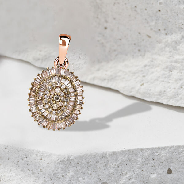 Nat&uuml;rlicher Champagner Diamant Anh&auml;nger, 925 Silber Ros&eacute;gold Vermeil ca. 0.50 ct image number 2