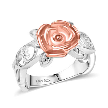 D'Joy Rosen-Ring, 925 Silber platiniert und ros&eacute;vergoldet