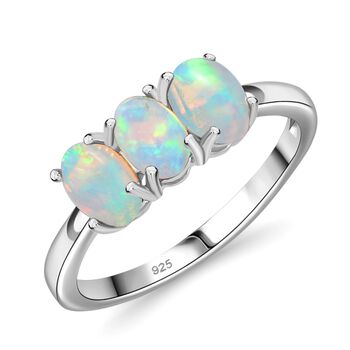 AA Nat&uuml;rlicher, &auml;thiopischer Welo Opal Ring, 925 Silber rhodiniert - 0,93 ct.