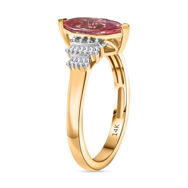 LUXORO zertifiziert und geprüft AAAA Padparadscha Saphir, Paraiba Turmalin und Diamant Ring in 585 Gold - 2 ct. image number 3
