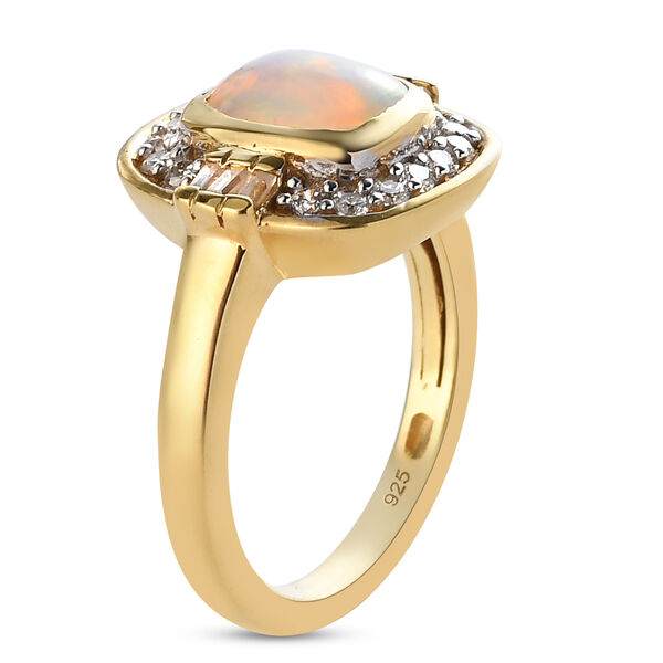 Natürlicher Äthiopischer Opal und Zirkon Ring 925 Silber vergoldet  ca. 1,41 ct image number 4