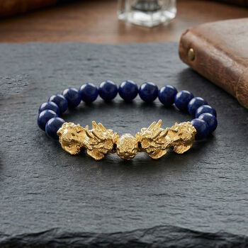 Lapislazuli Armband, flexibel, vergoldet ca. 150.00 ct