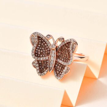 GP Kollektion Wei&szlig;er Diamant Ring 925 Silber Ros&eacute;gold Vermeil (Gr&ouml;&szlig;e 20.00) ca. 0.75 ct