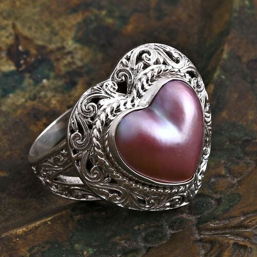 Rosa Mabe Perle Ring 925 Silber (Größe 19.00) image number 1