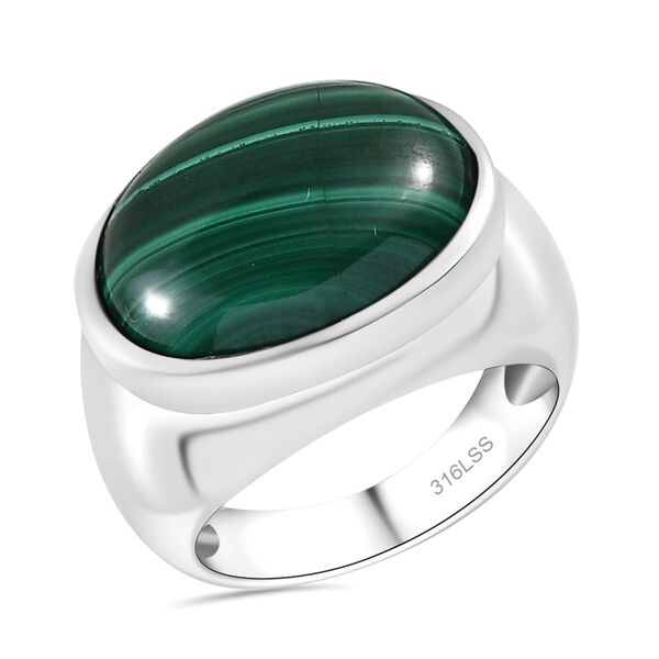 2er Set - Malachit Ring und Anh&auml;nger, Gr&ouml;&szlig;e (16.00), 316L Edelstahl ca. 30.00 ct image number 5