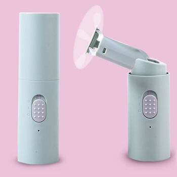 Tragbarer und wiederaufladbarer Mini-Ventilator mit Powerbank, Grau