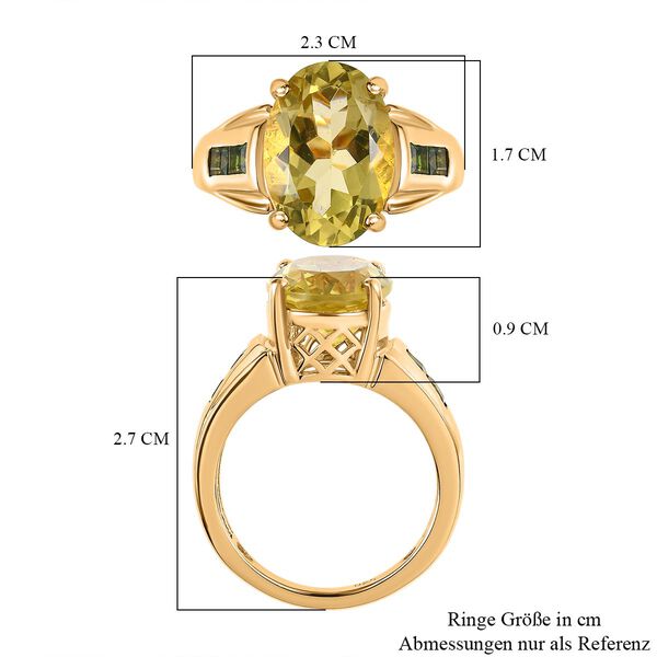 Ouro Verde-Quarz, Nat&uuml;rlicher Chromdiopsid Ring, 925 Silber Gelbgold Vermeil, (Gr&ouml;&szlig;e 17.00) ca. 5.88 ct image number 7