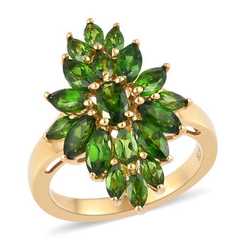 Nat&uuml;rlicher Chromdiopsid-Ring, 925 Silber vergoldet  ca. 2,40 ct