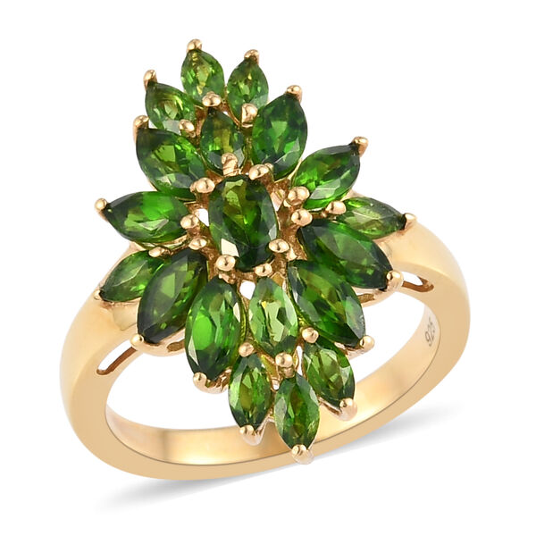 Nat&uuml;rlicher Chromdiopsid-Ring, 925 Silber vergoldet  ca. 2,40 ct image number 4