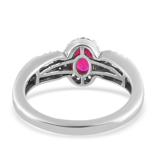 Afrikanischer Rubin und Zirkon-Ring, (Fissure gef&uuml;llt), 925 Silber platiniert image number 6