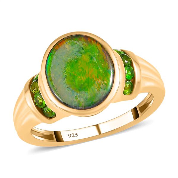 Kanadischer Ammolit und nat&uuml;rlicher Chromdiopsid-Ring - 3,02 ct. image number 4