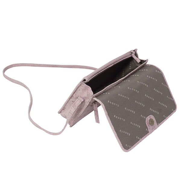 ASSOTS LONDON - Schlangendruck Crossbody Tasche aus 100% echtem Leder, 22x19x6cm, Rosa image number 3