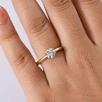 LUXURIANT SGL zertifizierter SI-GH Labor Diamant Solit&auml;r Ring, 925 Silber 750 Gelbgold Vermeil - 1 ct.