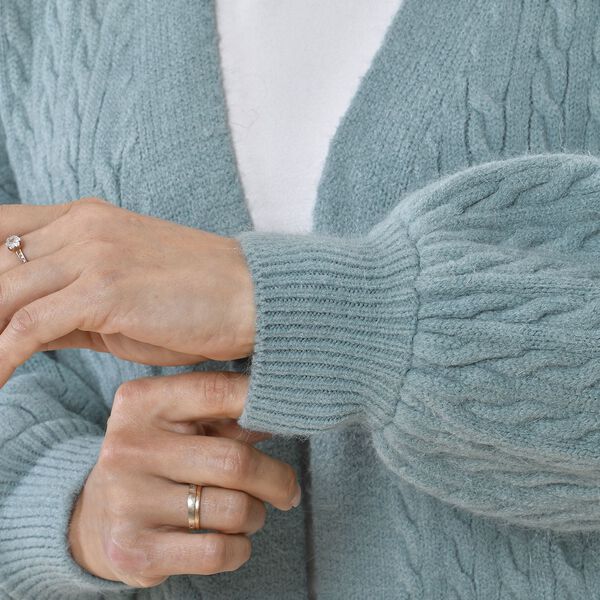 Gestrickter Cardigan mit Zopfmuster, 83x41x53cm, Mint image number 6