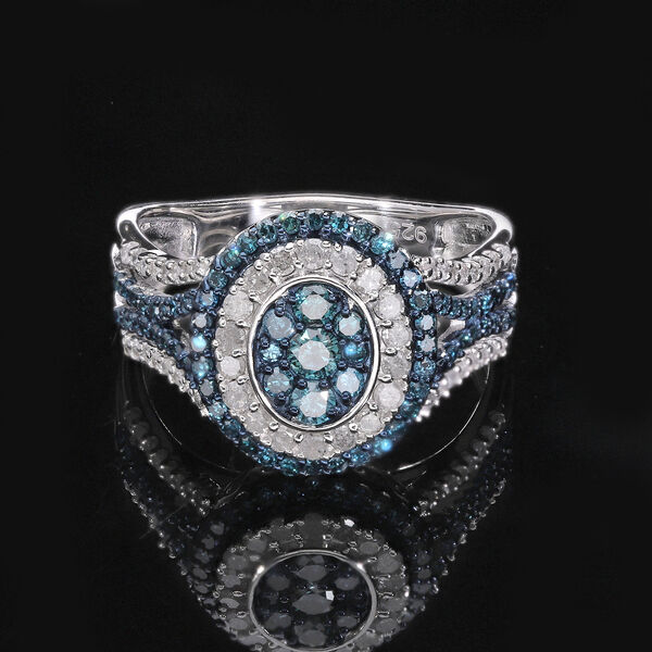 Blauer und weißer Diamant-Ring - 1 ct. image number 1